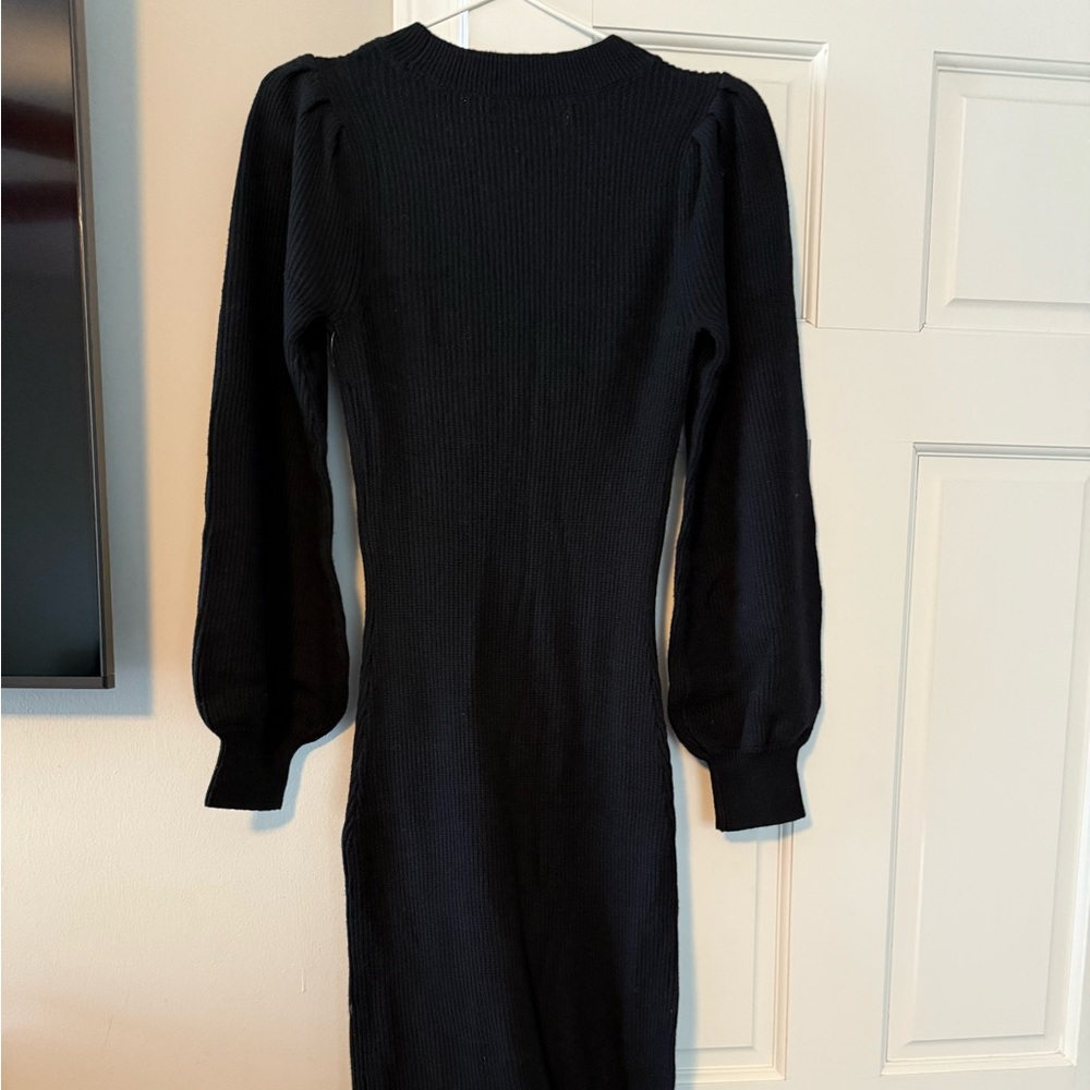 BRAND NEW! Abercrombie & Fitch Ribbed Knit Puff Sleeve Midi Sweater Dress XS